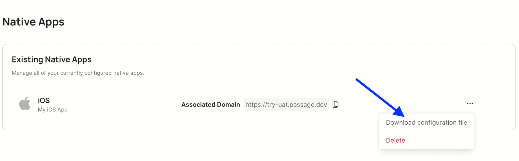 Click "Download configuration file" to get your associated domains file